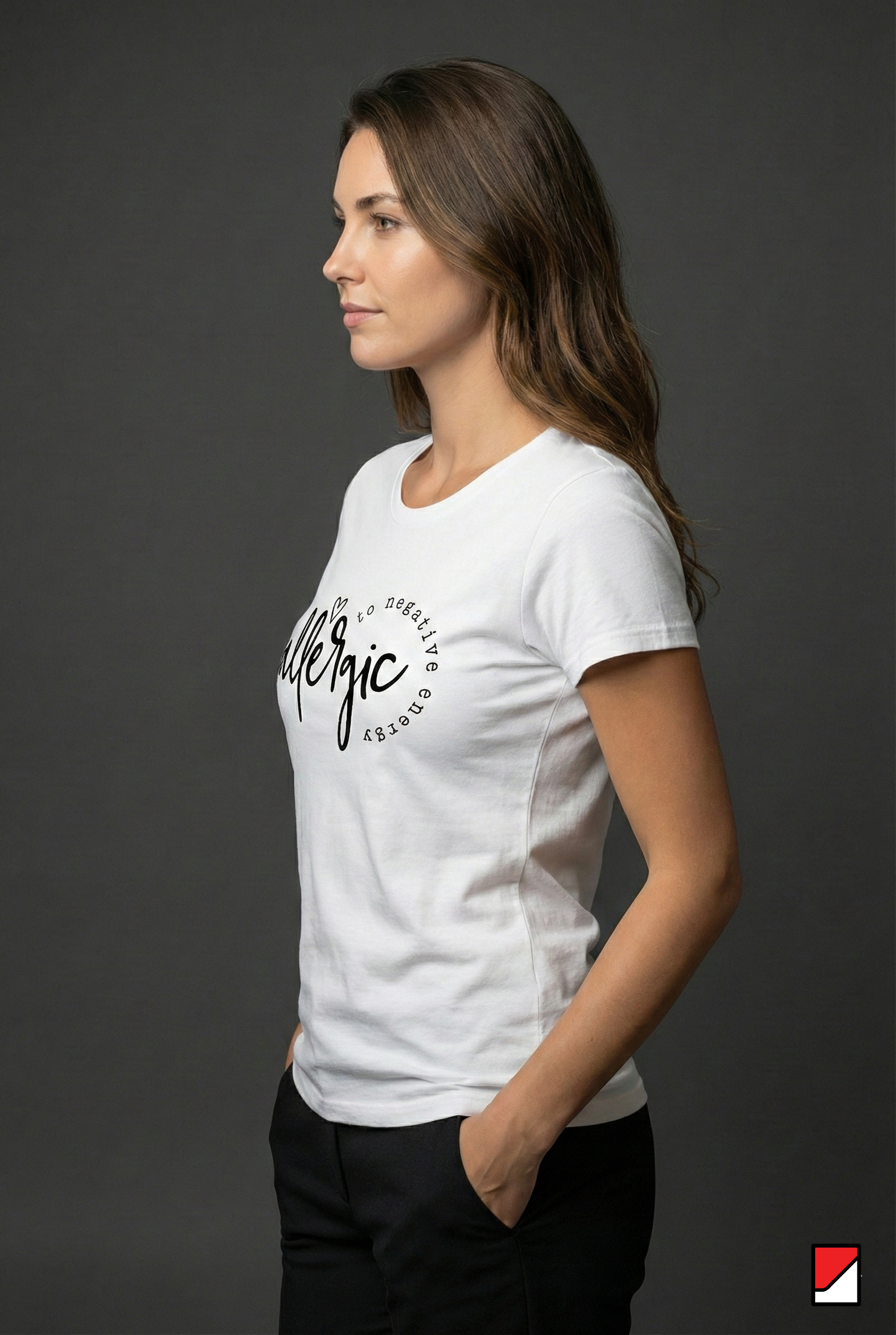 Allergic to Negative Energy – Women’s White Graphic T-Shirt