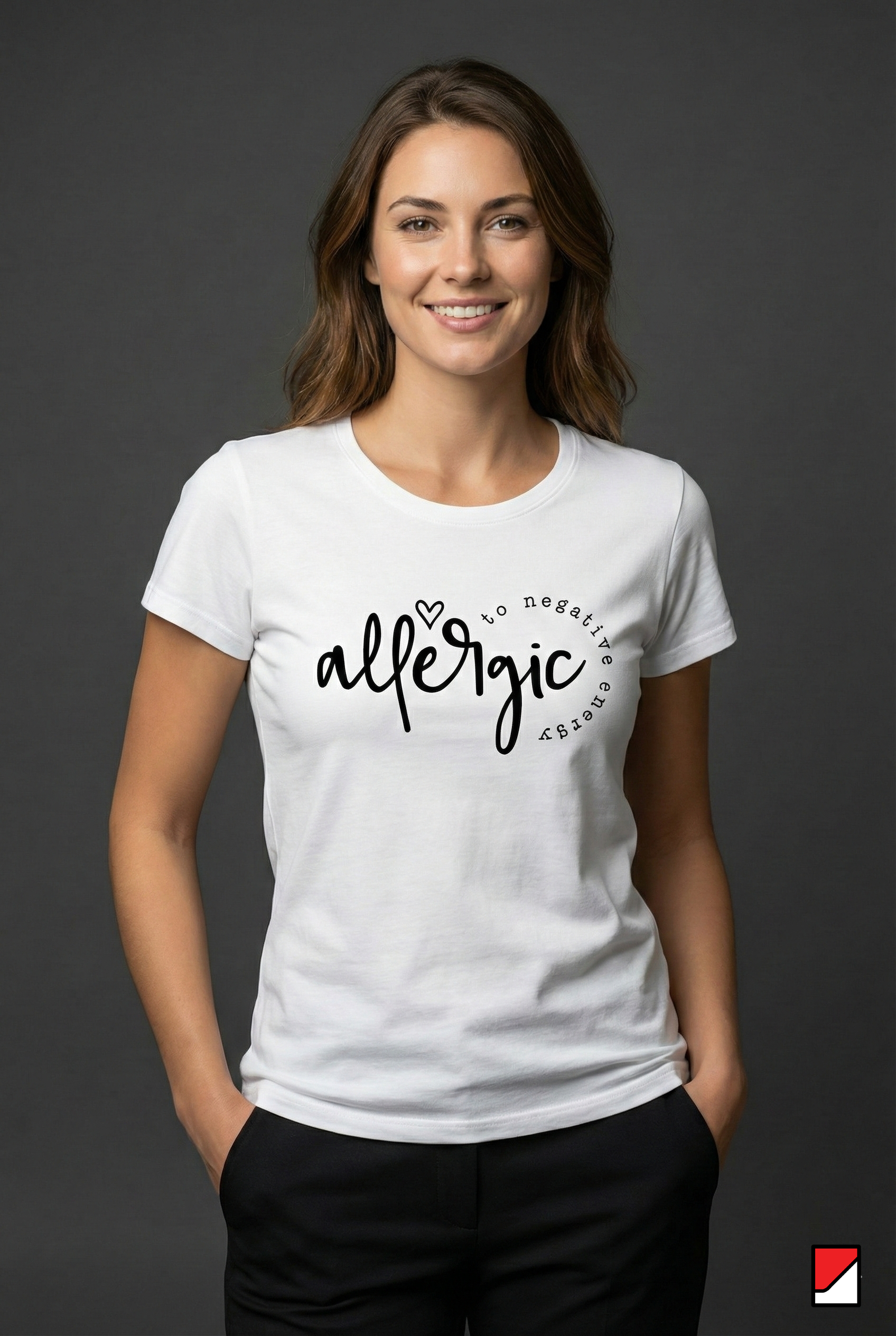 Allergic to Negative Energy – Women’s White Graphic T-Shirt