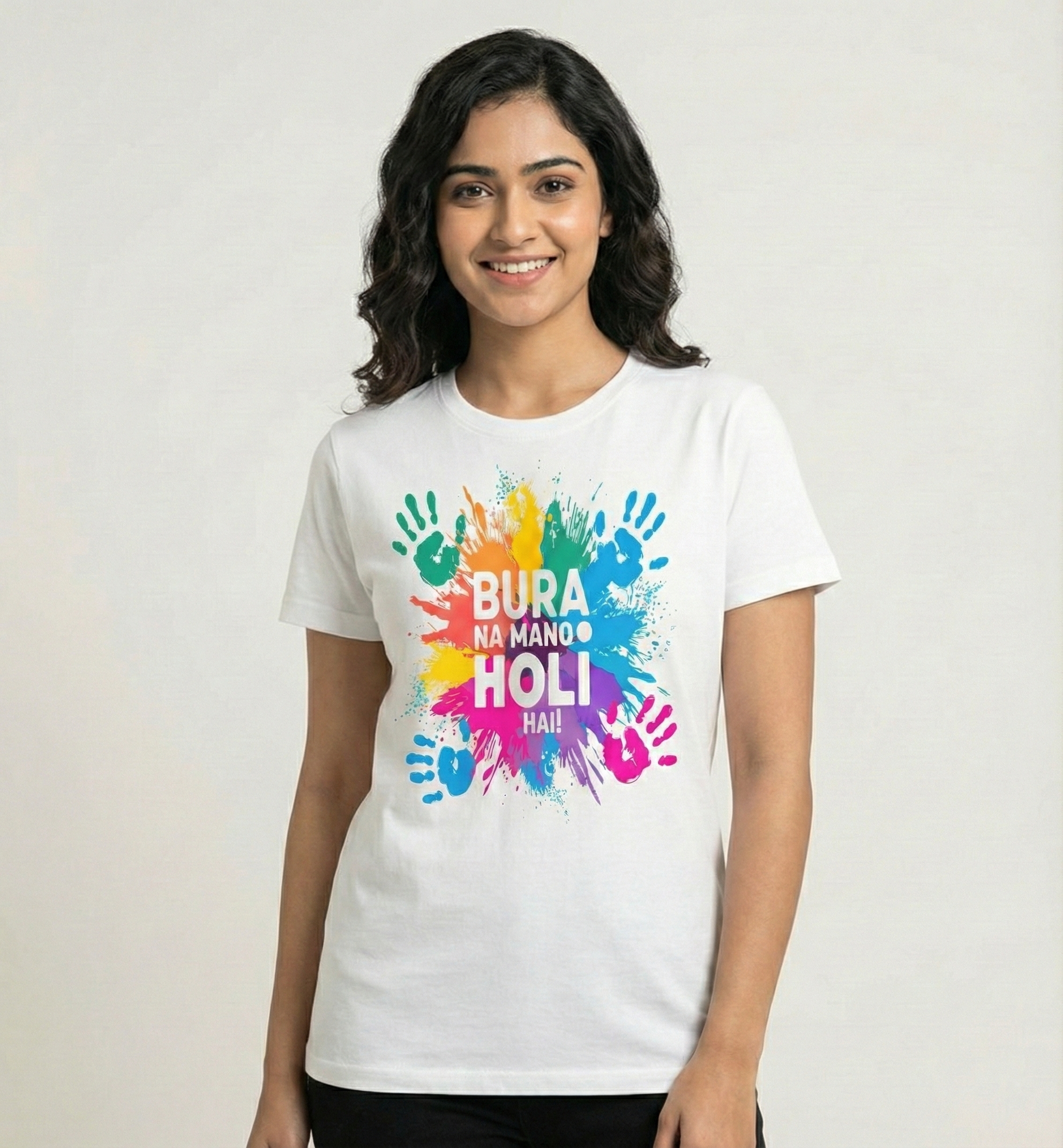 Bura Na Mano Holi Hai Unisex White T-Shirt | Color Splash Festival Graphic Tee for Men & Women