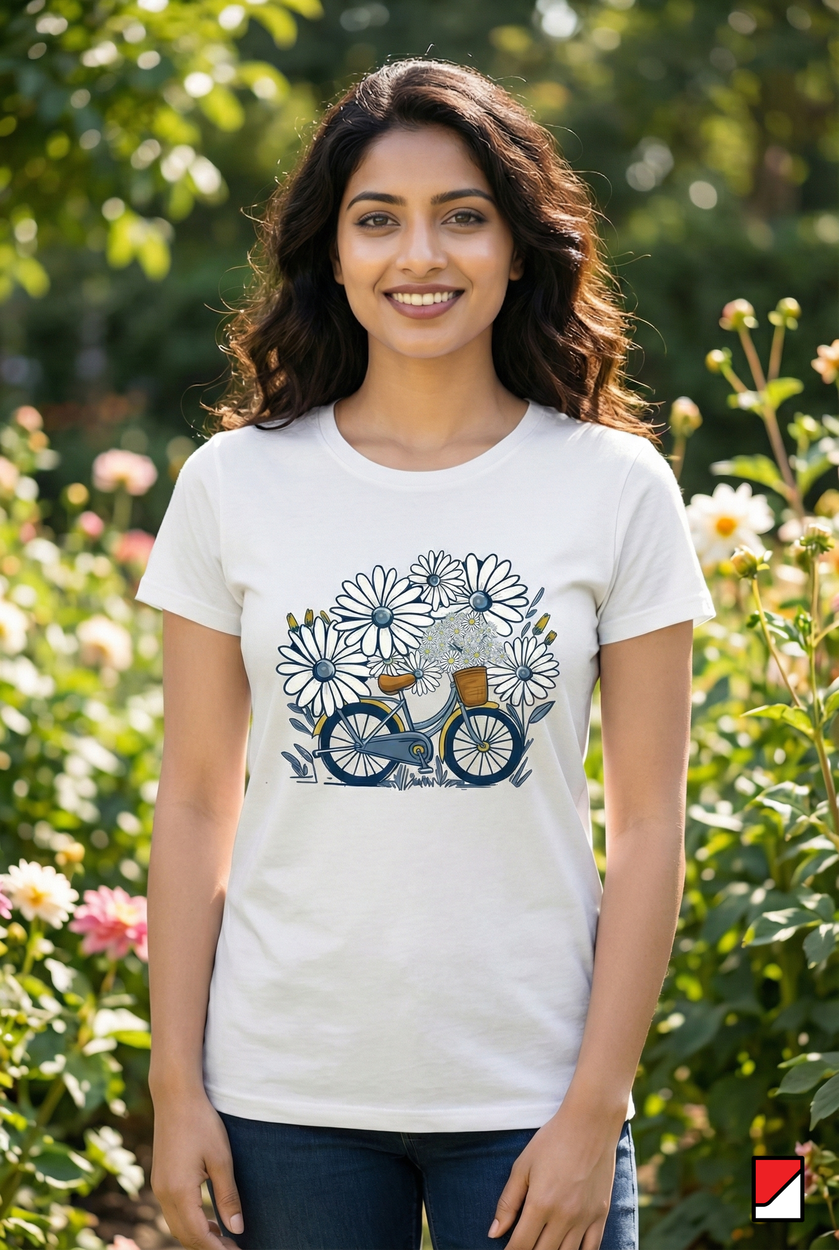 Floral bicycle graphic T-Shirt