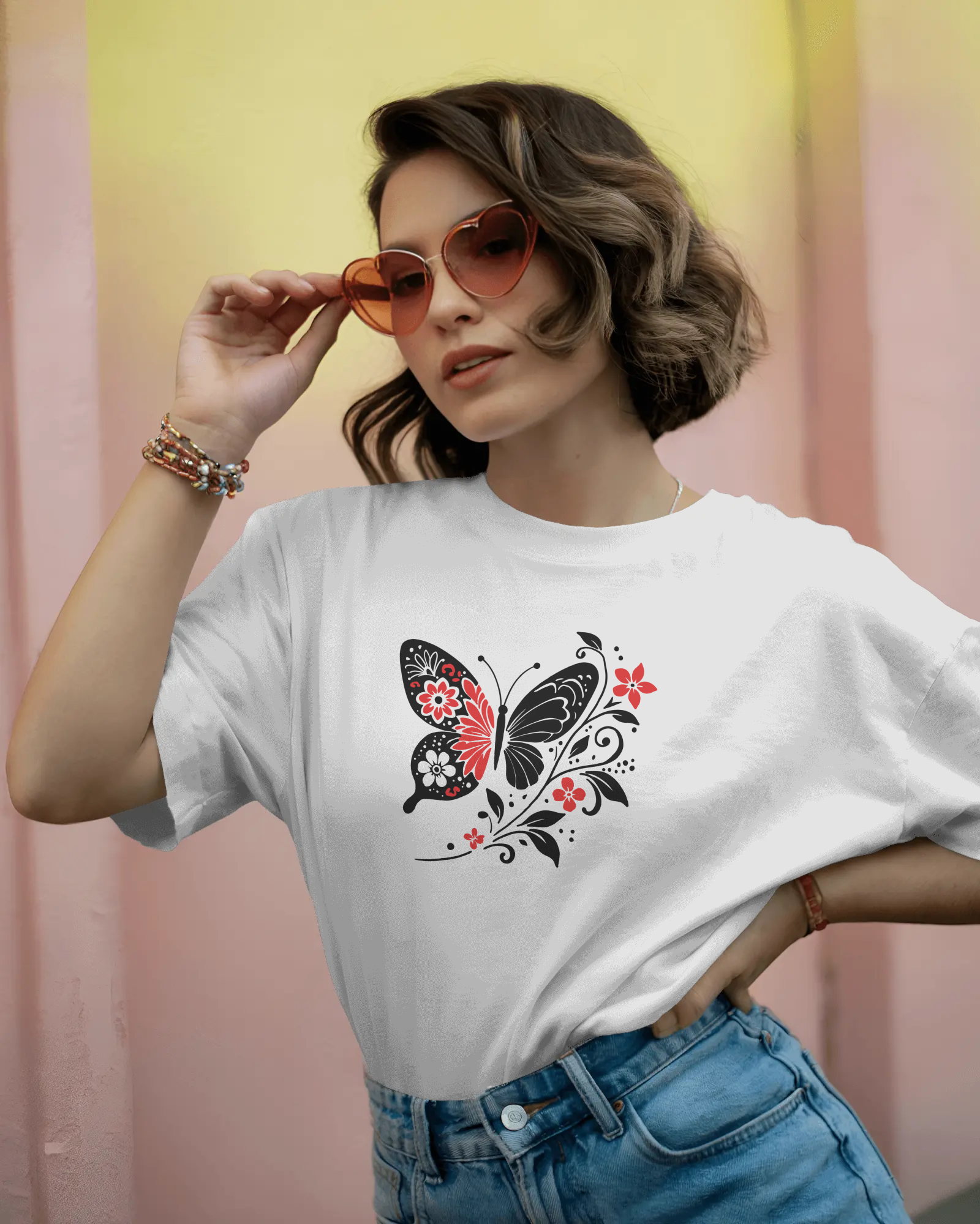 Butterfly in flower tshirt