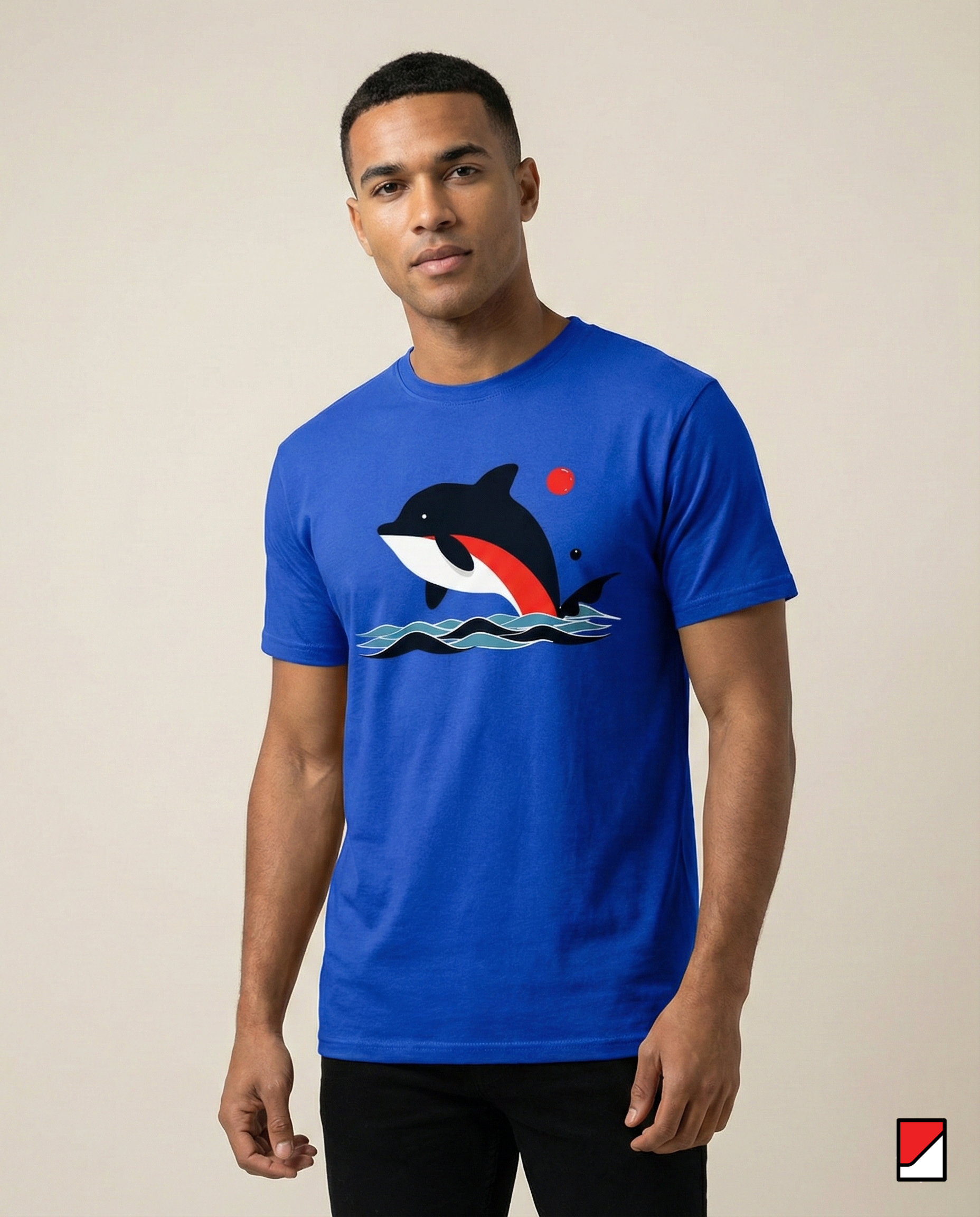 Men’s Royal Blue Orca Graphic T-Shirt – Premium Cotton Casual Tee