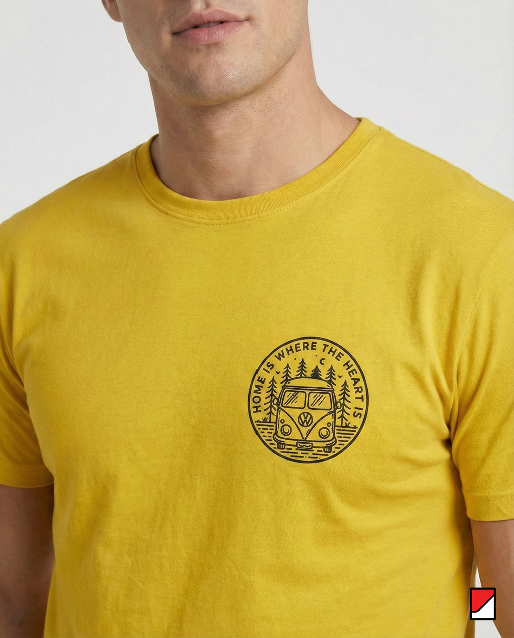 Men Yellow Cotton Printed Round Neck T-Shirt