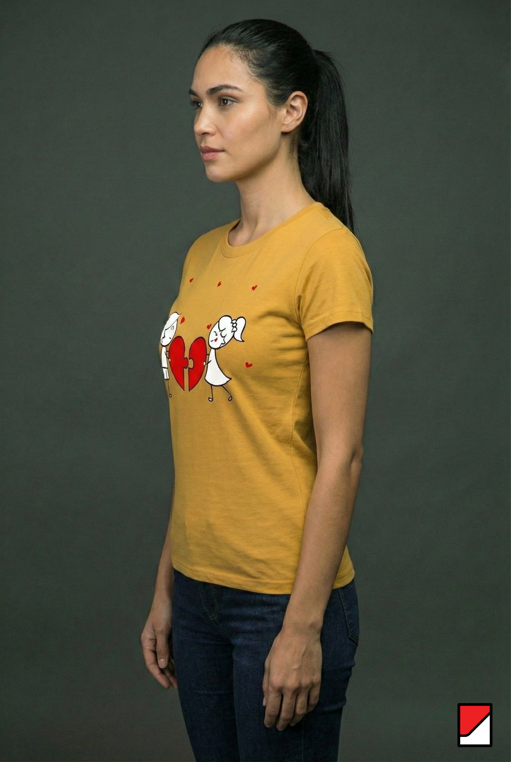 Couple Heart Puzzle Printed Women’s Cotton T-Shirt