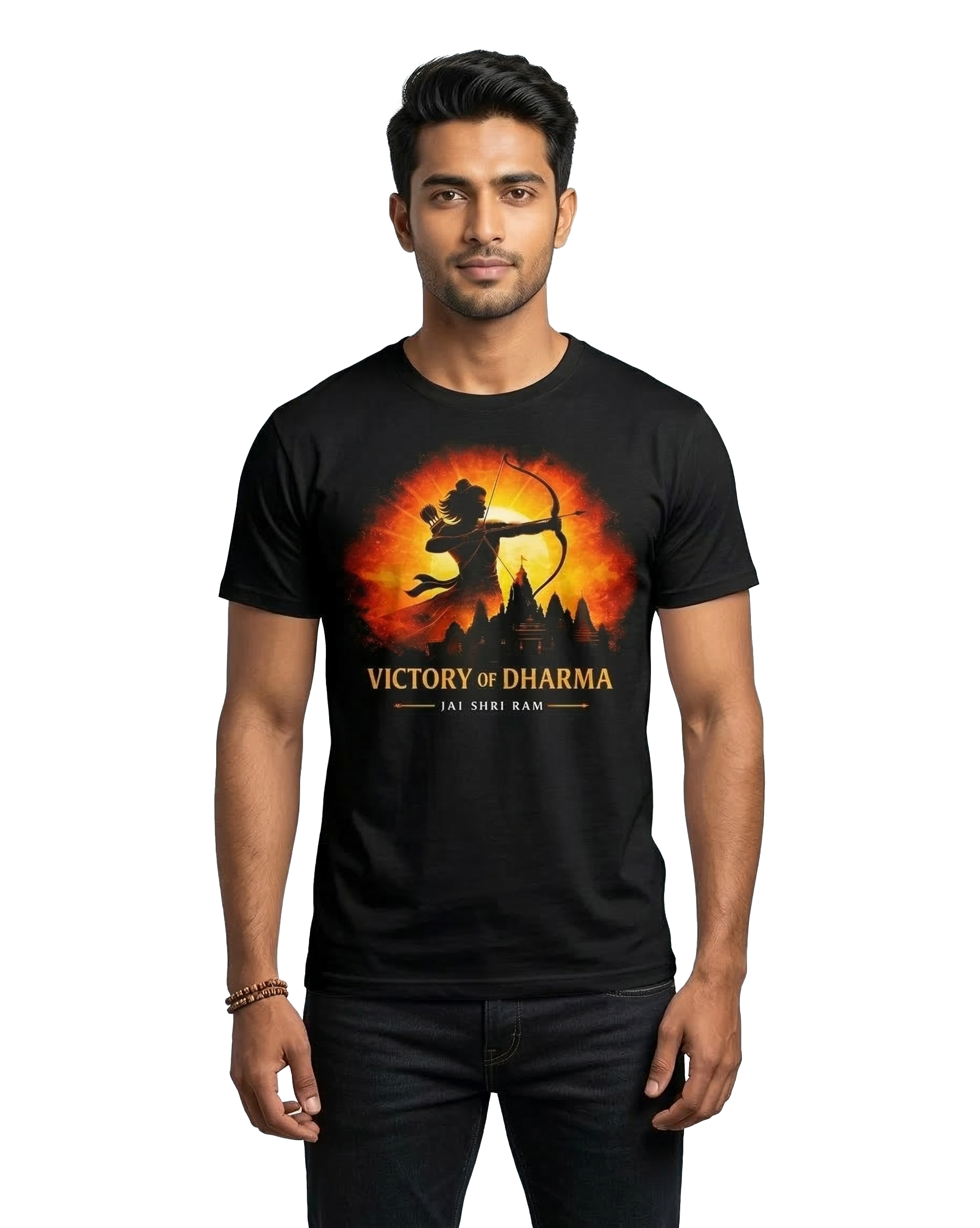 Victory of Dharma – Jai Shri Ram Graphic T-Shirt for Men | Premium Black Cotton Tee